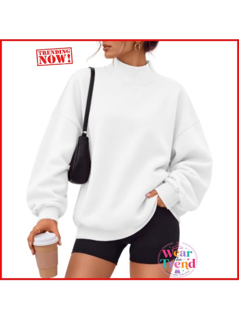 Mock Neck Sweatshirt Fleece Pullover Oversized Long Sleeve Women's Top